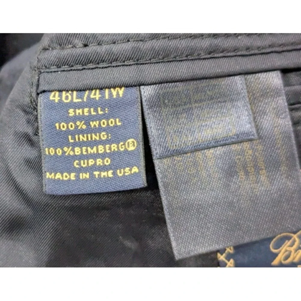 Brooks Brothers Makers Merchants Saxxon Wool Madison Fit 46L Black Suit Jacket